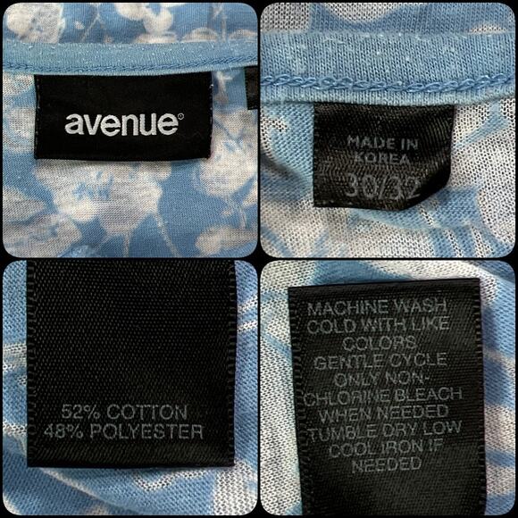 Avenue Plus Size Sheer Floral Popover Blouse Top Plus Size 30/32 3/4 Sleeves - Picture 8 of 13